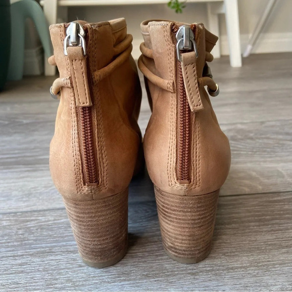 Ecco  Tan Soft Leather Ankle Chunky Heel Boots - Picture 5 of 13